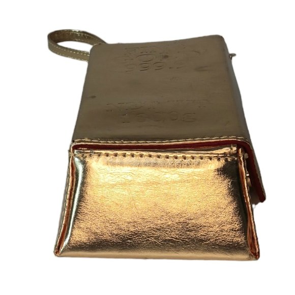 Gold Bar Purse Wristlet Clutch with Red Interior - Picture 8 of 12